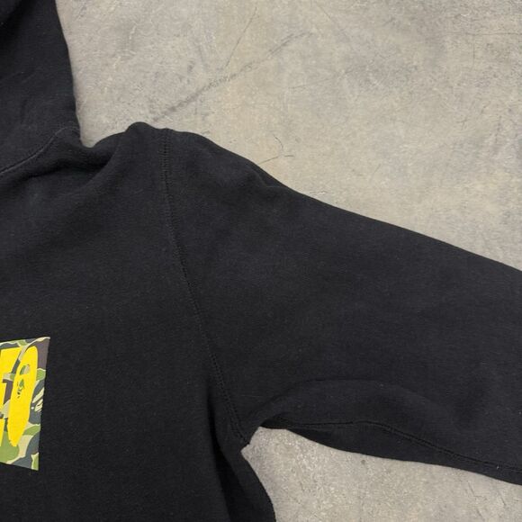 Bape Hoodie Black Camo Spellout Bathing Ape Mens Size Small Pullover - Picture 12 of 16